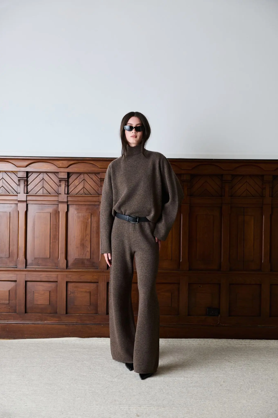 Serge Merino Pants Brown Melange Bukser